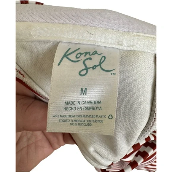 Kona Sol One Piece Striped Twist Swim Suit Size Medium - Picture 11 of 12